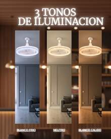 DOSYU 2 Ventiladores de Techo Cubierta Transparente LED Socket E27 Dimeable Movible Rotación 360° Ideal para la Oficina, Hogar, Escuela, Abanico Ventilador, 5 Aspas 3 Temperaturas de Luz Ajustable Control Remoto como de Televisión Estereo Bocina - Blanco - Ver 2