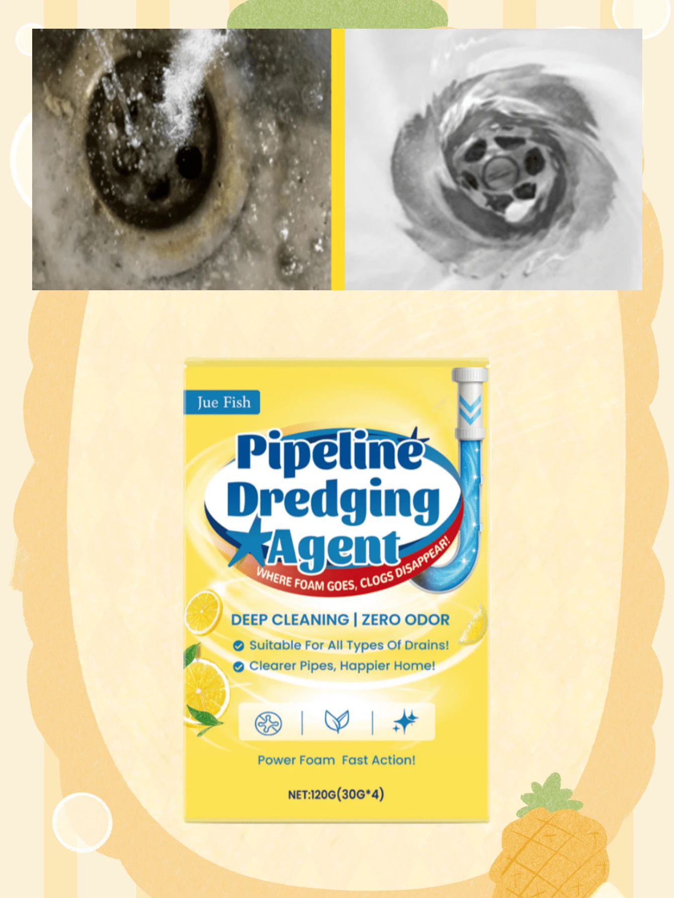 Drain Cleaner Powder, Dissolves Various Blockages, Removes Odors, Suitable For Multiple Scenarios - Powdery - View 1