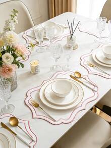 1-12pcs Embroidered Fabric Placemats, Easy To Clean, Wipe-Able, Non-Slip, Dining Table Mats, Holiday Wedding Party Decor, Suitable For Home, Restaurant, Dining Room Decoration, Home Goods - Multicolor - View 2