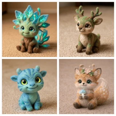 1-set djurvirkat kit för nybörjare, nybörjarvirkat kit för vuxna med steg-för-steg-textinstruktioner, katt/trädälva/hjort/räv gör-det-själv-stickkit, söta roliga heminredningsdekorationer, födelsedags-, alla hjärtans dag-, påsk- och julklappar