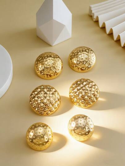 Solid Stainless Steel Earrings, Stainless Steel Jewelry, Women's Earrings, Pituitary Earrings, Gold-Plated Hinge Round Earrings, Bamboo, Texture, Diamond-Cut, Hexagonal, Square, Round, Butterfly Shape, Design, Solid Hypoallergenic Earrings Suitable For Sensitive Ears, Women's Charm Accessories, Middle Eastern Fashion Jewelry, Ramadan Decorative Jewelry And Accessories, Party And Festival Gifts (1/3 Pairs)