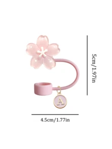 Bouchon de paille portable avec pendentif A-Z et décoration délicate de fleur de cerisier, accessoire de tasse à paille, couvercle de paille réutilisable en silicone anti-poussière, bouchon de paille, convient pour le bureau, le restaurant, le café, la cuisine, la chambre, les vacances, le camping, fournitures de voyage essentielles pour le printemps et l'été. Cadeau d'anniversaire, accessoire de mariage, cadeau de rentrée scolaire, cadeau de la fête des enseignants, cadeau de la fête des mères - Multicolore - Voir 10
