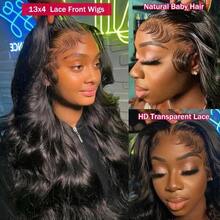 200 Density 32 Inch Natural Black Color Body Wave 13X4 Transparent Lace Front Human Blended Hair Wigs 5*5 Glueless Wig With Baby Hair Body Waves Perfect For Daily Wear Natural Looking Soft For Women's Long Fashionable Blended Hair Wig - Natural & Black - View 4