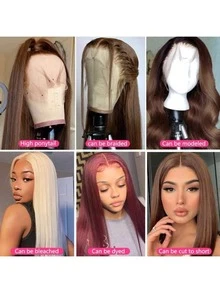 200% Density 13x6 13x4 5x5 Lace Front Wig, Brazilian Straight Brown #4 Mixed Human Hair Wig, 13x6 13x4 5x5 Lace Front Wig With Pre-Plucked Hairline And Baby Hair, Suitable For 8-34 Inches - Brown - View 10