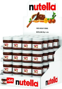 Kinder Nutella - 64 mini tarros de 25gr. Crema de Avellanas y Cacao en Bote de Cristal Mini - 25g - Ver 5