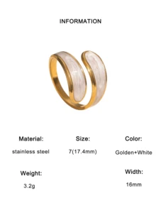 1pc Elegant Geometric Openwork Stainless Steel Drip Oil Ring, Fashionable & Chic Design Suitable For Women's Daily, Party, And Date Wear - Open Ring - View 7