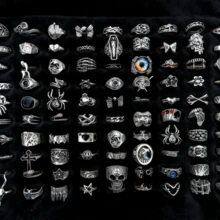 Bộ 20 chiếc nhẫn hình đầu lâu nhện phong cách punk cổ điển, phù hợp cho cả nam và nữ, có thể phối nhiều kiểu, phong cách gothic u tối, thích hợp cho Halloween, tiệc tùng, các dịp lễ hội. - Bộ 20 chiếc nhẫn phong cách Punk Hip Hop hỗn hợp - Xem 2