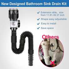 Basin Drain Set: With Flexible And Expandable Drain Pipe With P-Trap, With Integrated Anti-Clogging Plug - A - View 4