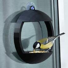 Máng cho chim ăn gắn cửa sổ có giác hút, trạm cho chim hoang dã ăn ngoài trời trong suốt, khay đựng hạt treo dễ vệ sinh dành cho người yêu chim, trang trí sân vườn. - Một cỡ - Xem 2