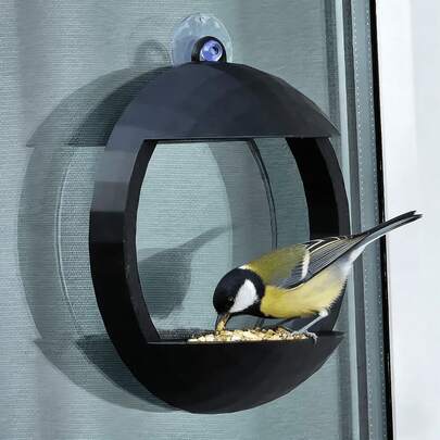 Window Bird Feeder With Suction Cups, Clear View Outdoor Wild Bird Feeding Station, Easy Clean Hanging Seed Tray Feeder For Bird Lovers, Garden Decor