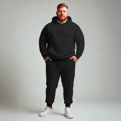 Conjunto Moletom Masculino Plus Size Blusa de Frio Canguru Com Capuz e Bolso Varias Cores + Calça Jogger com Bolso Elástico na Cintura