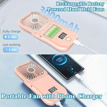 1pc Portable Handheld Mini Electric Fan With Digital Display, Ultra-Thin Foldable Neck Hanging Fan, With Lanyard, USB Rechargeable 3000mAh Battery, 180° Adjustable, 3 Wind Speeds, Suitable For Indoor And Outdoor Use - F3 - View 3
