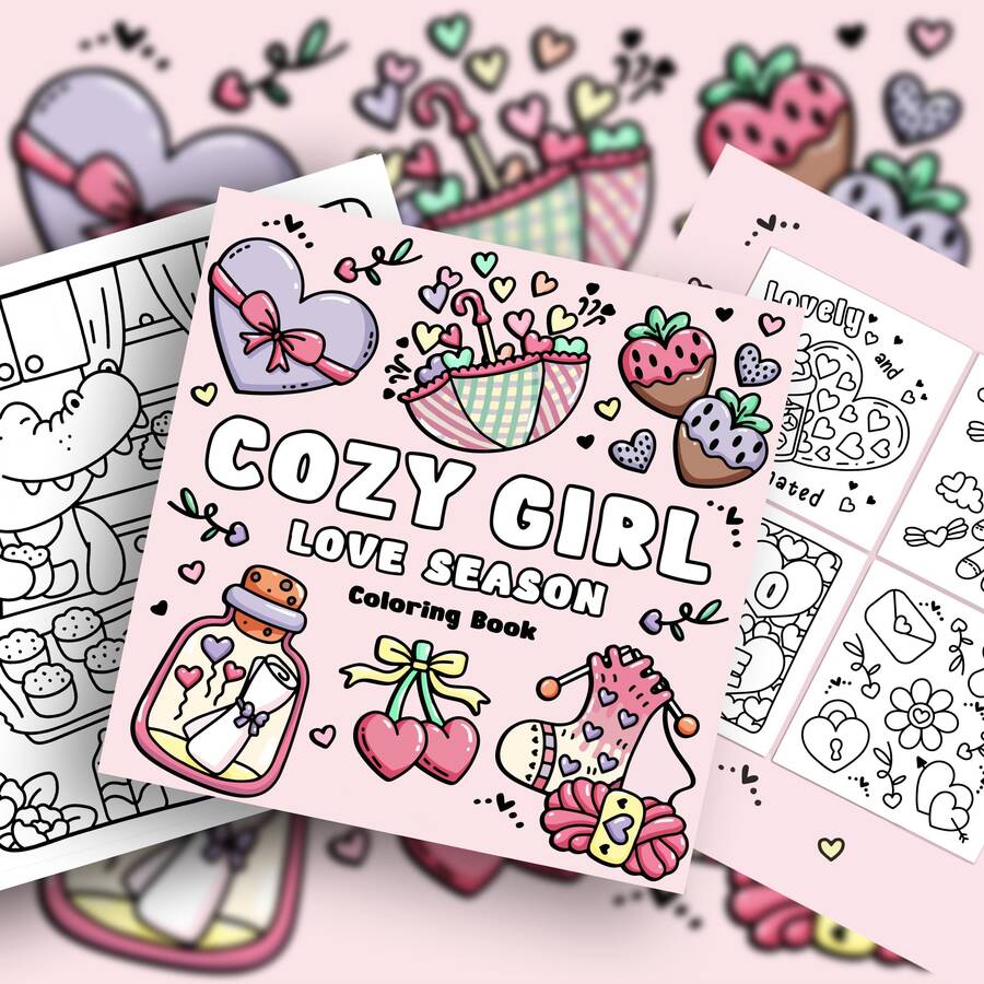 1本40页190克温馨少女成人涂色书 - 甜心女孩+浪漫爱心插图，减压涂色书，粗线条轮廓，易于涂色，是假日休闲和学校手工活动的理想之选，也适合作为文具和学习用品，是送给女孩的完美礼物，也是送给闺蜜的创意礼物，更是绘画爱好者的理想之选，尤其适合婚礼季和母亲节。
