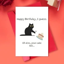 1 pieza Tarjeta de cumpleaños humorística con diseño de gato negro y pastel, con un mensaje divertido que dice "Oh, tu pastel también se cayó" - Ideal para hombres, mujeres, familia y amigos, lo que la convierte en perfecta para Navidad, aniversarios y cumpleaños. Tarjeta de cumpleaños única y divertida con caja de arena para gatos | Perfecta para cualquiera, colegas, familia y amigos - Regalo de papelería - Talla única - Ver 8