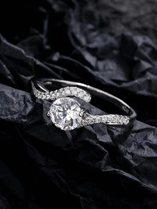 Anillo con forma de pera de estilo europeo y americano, diseño de cruces de diamante de imitación, anillo de dedo elegante para uso diario - Dorado - Ver 2