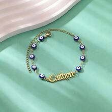 Custom Old English Name Bracelets For Women Men Stainless Steel Evil Eye Chain Customized Bracelet Personalized Wrist Jewelry Birthday Gift - Multicolor - View 3