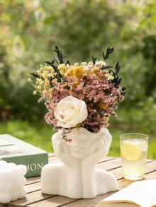 白色手形花瓶，手臂花瓶，可爱独特的波西米亚极简主义女性美学装饰，现代斯堪的纳维亚风格家居客厅办公室装饰，家居装饰房间装饰玻璃花瓶 - 彩色 - 查看 4