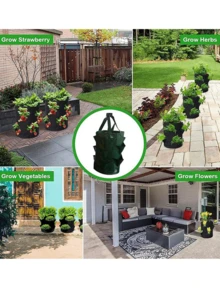 Hanging Planter Bag With Handle, Plastic Hanging Strawberry Planter Container, Foldable Planting Bag For Vegetables, Flowers, Herbs And Plants - Multicolor - View 8