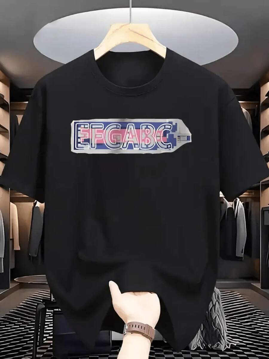 Camiseta casual de verano para hombre con estampados modernos, top versátil - Gris Claro - Ver 1