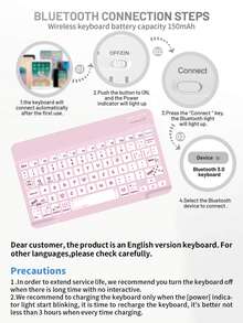 Cute Bluetooth Keyboard + Bow Tablet Protective Case Portable Wireless Keyboard (150mAh) Compatible With Samsung Tablets, Apple , Android 13+ Smartphones, Smartphones, Windows Systems - one-size - View 7