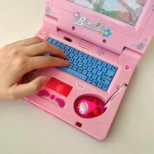 Computadora portátil de simulación mini para niños, máquina de aprendizaje, tableta musical, máquina de lectura de historias, interactiva entre padres e hijos, juguete educativo inteligente multifuncional, regalo de cumpleaños para niños y niñas - Rosa - Ver 6