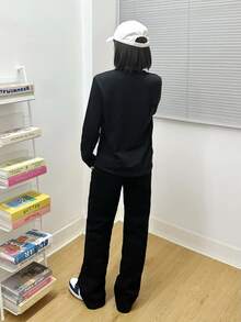 Sudadera de manga larga con cuello redondo y logotipo estampado de adidas para hombre - Negro - Ver 7