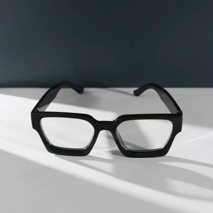 1pc Women's Fashion Simple Minimalist Eyeglasses, Flattering - Black - View 1