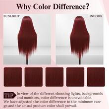 200% Density Brazilian Straight Burgundy Human Hair Blend Wig, 13x6 13x4 5x5 Lace Front Wig With Hairline, 13x6 13x4 5x5 Lace Front Closure Wig, Pre-Plucked Hairline With Baby Hair, Length 8-34 Inches - SBUG - View 10