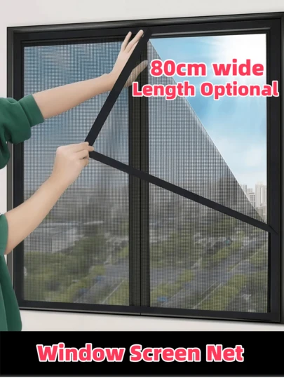 1pc Window Mesh Screen, No-Drill Self-Adhesive Mosquito Net, Easy Installation, Breathable Mesh To Effectively Block Mosquitoes, Suitable For Bedroom, Living Room, Bathroom