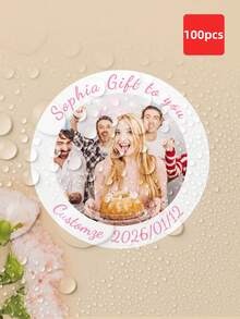 1-100pcs Customized Photo Stickers Labels, Waterproof Oil-Resistant, Birthday Party Stickers, Candy Packaging, Food Packaging, Applicable For Weddings - Multicolor - View 22