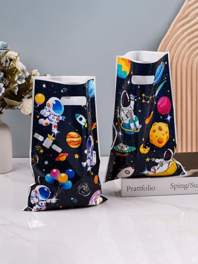 10/30/50 Pieces Space Astronaut Pattern Gift Bag, Space Astronaut Theme Gift Wrapping Bag Tote Bag, 25*16.5 Cm Small Gift Bag, Plastic Packaging Bag Storage Bag, Suitable For Birthday Party Decorations, Wedding Supplies, Bridal Shower Gifts, Wedding Return Gifts, Baby Shower Decorations, Baby Shower Return Gifts