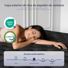 DreamFit Colchón Soporte Ortopedico Híbrido,Colchon Matrimonial│Queen Size│King Size En Caja,Premium Espuma de Alta Densidad Memory Foam Con Gel,Sensación nube Lujo y confort,Tecnología Antimovimiento,Absorción y Transpiración,Hipoalergénico,Antiácaros,Colchones Resortes - Negro - Ver 12