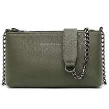 USEVITTAL Vittal Annelise Women's Clutch Bag In Genuine Leather, Black And Caramel, With Chain Strap. - 橄欖綠 - 查看 2