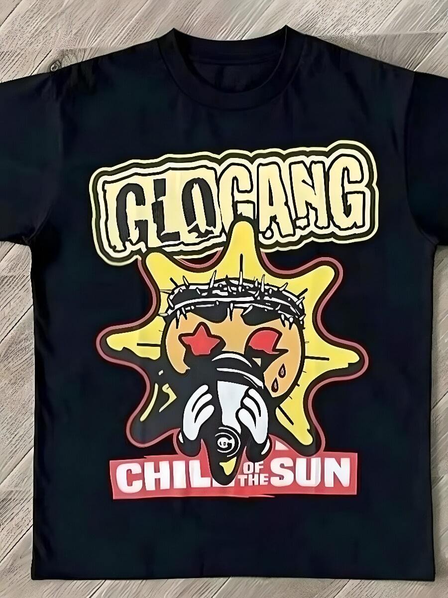 2026 Glo Gang Boyz Worldwide Tee Drink Cartoon Men's And Men's Cottonsss Short Sleeve TShirt Casual Street Couple TShirt Top - 黑色 - 查看 1