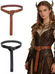 Vintage Viking Style PU Leather Belt, Medieval Female Warrior Cosplay Accessory, Renaissance Adjustable Waist Belt - A - View 8