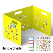 1pc Plastic Desk Partition Board With DIY Animal Stickers, Student Desk Privacy Divider, Exam Anti-Cheating Barrier, Art Craft Supplies, Suitable For School And Office - Yellow - View 15