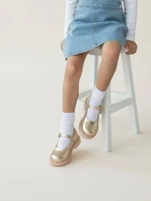 Girls' Mary Jane Doll Shoes With Tractor Sole And Adjustable Buckle - Gold - View 4