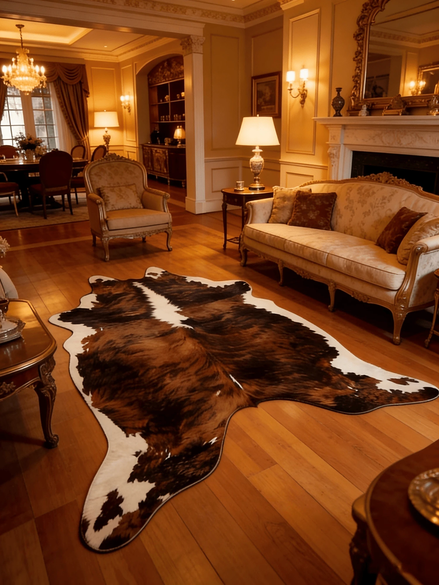 Homore Cowhide Rug Large,7x6.2 Feet Cow Print Rug For Living Room Faux ...