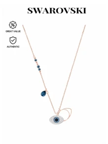 Swarovski Authentic Symbolica Evil Eye Pendant Necklace 9009651725608 Blue Crystal Mixed Metal Finish Sparkling Crystals Minimalist Elegant - Crystal Pendant Necklace For Women | Sparkling Crystals | Minimalist Elegant Everyday Jewelry | Gift For Her - Summer Fashion Weekend Getaway Travel Friendly - Blue - View 2