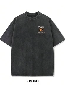 230g Washed And Used T-Shirt, Front Tito's Handmade Vodka Logo, Back With "AUSTIN TEXAS Tito's HANDMADE Vodka" Circular Text And Brand Logo, Tito's Vodka Theme - màu đen - Xem 2
