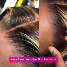 CEXXY Human Hair Wig With Natural Wave Shape, Honey Blonde Highlights, S4/27, Human Hair, 13x6, Lace Front Wig, 200% High Density, Brazilian Human Hair, Silky Smooth, Heat And Temperature Resistant - S4/27 - 查看 7