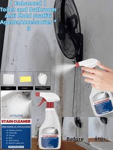 1pc 240ml Wall Graffiti Stain Remover, Mold Removal Spray, Long-Lasting Anti-Mold Cleaner, Suitable For Household Damp Areas Like Kitchen, Bathroom, Living Room, Dining Room, Essential Household Cleaning Tool - Multicolor - View 4