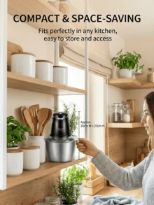 SOKANY 7020 电动绞肉机，可切碎蔬菜、压碎大蒜、制作蒜蓉，2升大容量，400瓦大功率快速搅拌，304不锈钢刀片，适用于蔬菜、洋葱、大蒜、水果、坚果、沙拉和面团搅拌，适合家庭使用，厨房电器 - 美規A型插(110-127V) - 查看 12