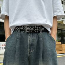 1pc Women's Belt Fashionable Rivet Belt Needle Buckle Belt Street Punk Hip Hop Style Y2K Belt Paired With Skirt Jeans Belts Fall, Autumn, Halloween - 黑色 - 查看 3