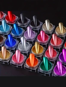 36pcs Random Color Holographic Powder Set, Metallic Gold & Laser Silver, For Nail Art Decoration - Multicolor - View 2