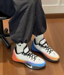 Nike S.T. Flare 多功能舒适耐穿透气低帮篮球鞋，白/蓝/橙，男款 - 白藍橙 - 查看 7