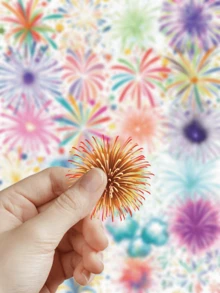 50pcs Fireworks Stickers For Diary Case Laptop Storage Cabinet Scrapbook Room Desktop Decor DIY Clear Stickers - Fireworks - View 6