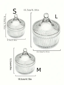 1pc Glass Storage Jar With Lid, Crystal Glass Bowl, Jewelry Organizer Rack, Candle Holder, Gifts, Wedding & Birthday Table Decor, Kitchen Supplies, Christmas Gifts - Multicolor - View 7