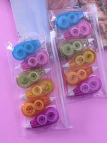 6pcs Clear Random Mini Correction Tape, Simple Portable Whiteout Correction Tape For School Student, Office - White - View 7