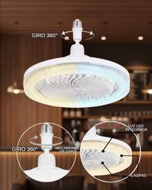 DOSYU 2 Ventiladores de Techo Cubierta Transparente LED Socket E27 Dimeable Movible Rotación 360° Ideal para la Oficina, Hogar, Escuela, Abanico Ventilador, 5 Aspas 3 Temperaturas de Luz Ajustable Control Remoto como de Televisión Estereo Bocina - Blanco - Ver 8